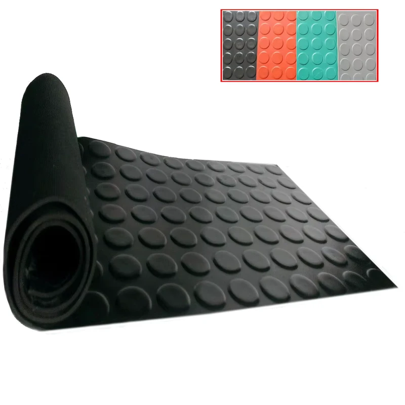 Custom Size Non Slip Rubber Flooring Durable Diamond Lattice Round Stud Fine Ribbed Easy to Install Cutting Processing Service