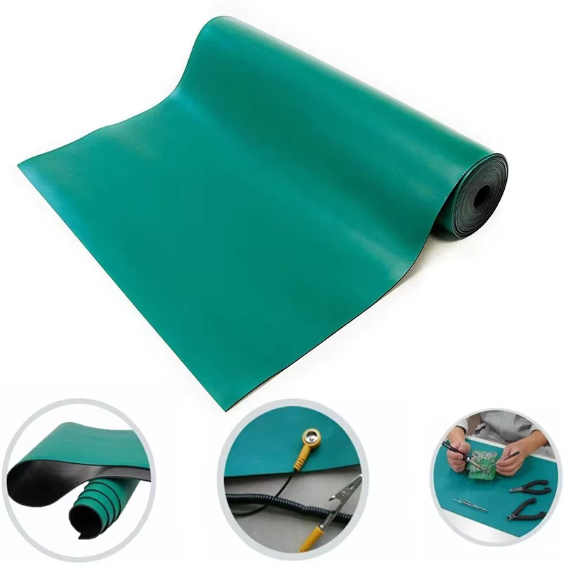 Custom Thick Reclaimed Green Anti fatigue Floor Mat Anti slip Workbench 2 Layer Anti Static ESD Mat