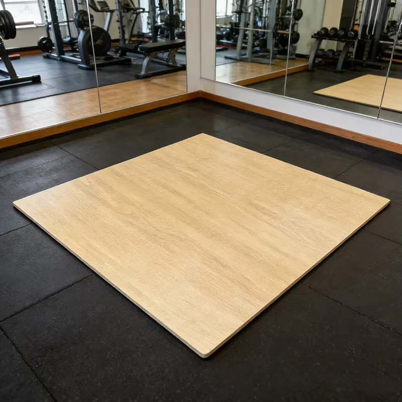 Customizable 15mm Thick Sports Fitness Wood Grain Rubber Floor Mat Gym and Playground Tile Protective Gym Rubber Floor Mats