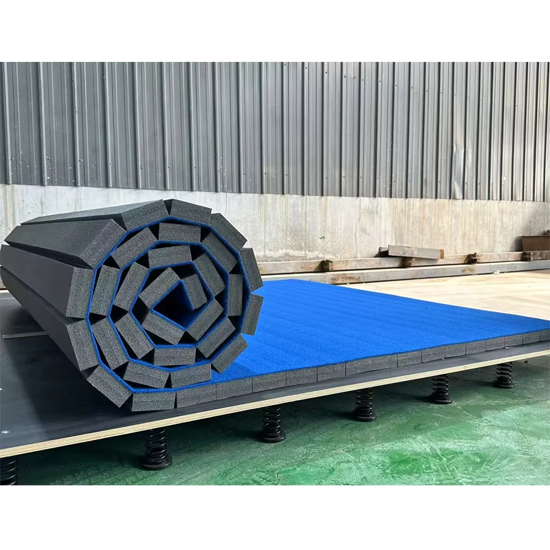 Customized Color Purple Carpet Roll Out Mat Cheerleading Tumbling Mat with Spring Floor for Gymnastic Floor Training