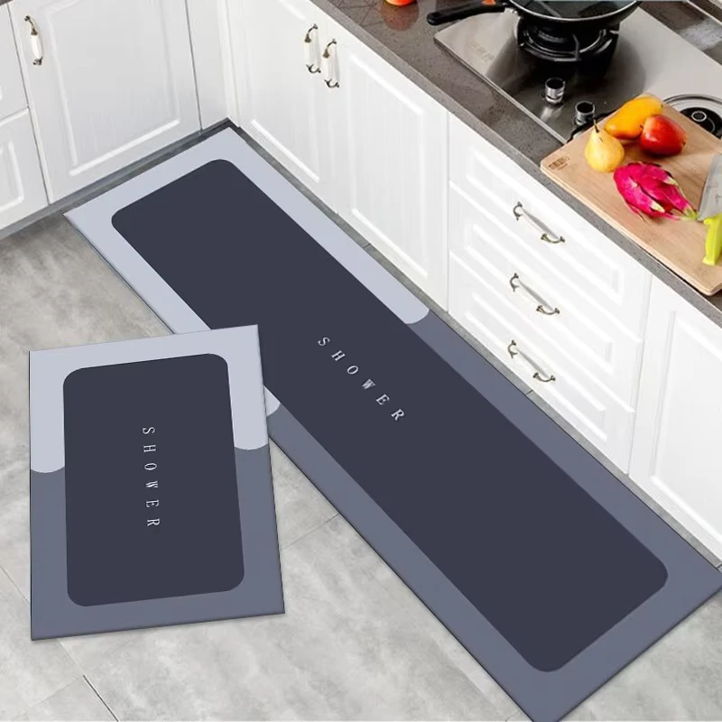 Customized Polyester Fiber Rectangle Kitchen Floor Mat Woven Non slip Oil proof Water absorbing Dirt resistant Waterproof