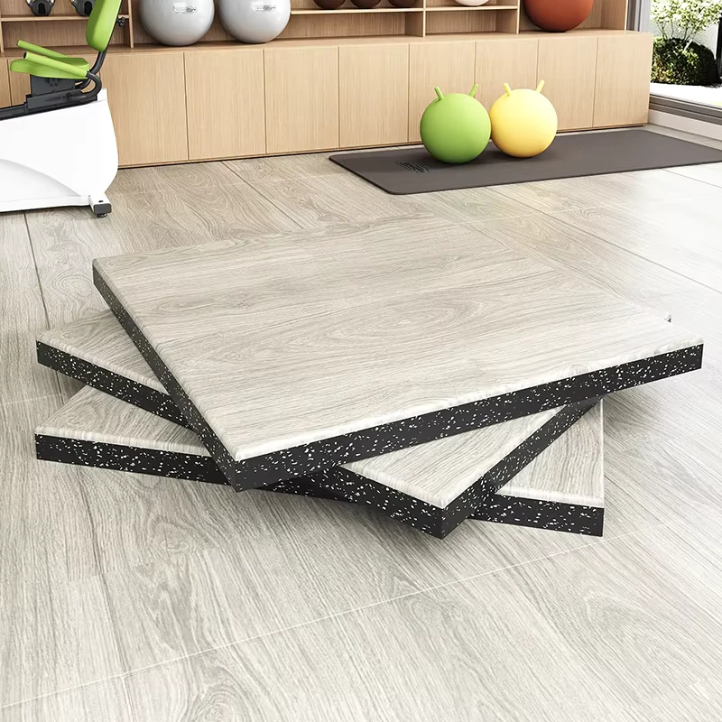 Customized Wear-Resistant Non-Slip SBR Rubber Gym Training Wood Grain Protective Flooring Shock Absorption Rubber Mat