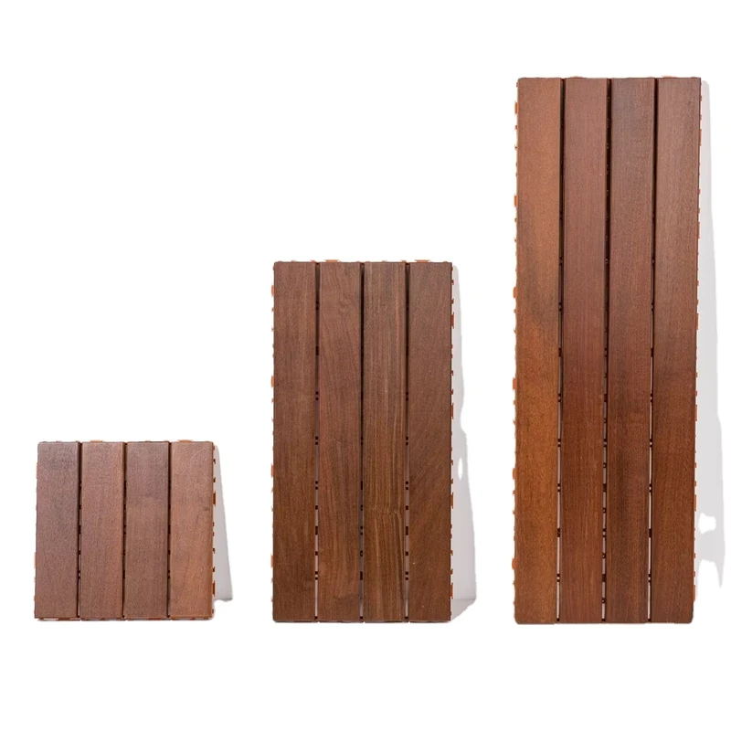 DIY IPE Wood Deck Tile With Interlocking Plastic Base Outdoor Decking Tile Flooring