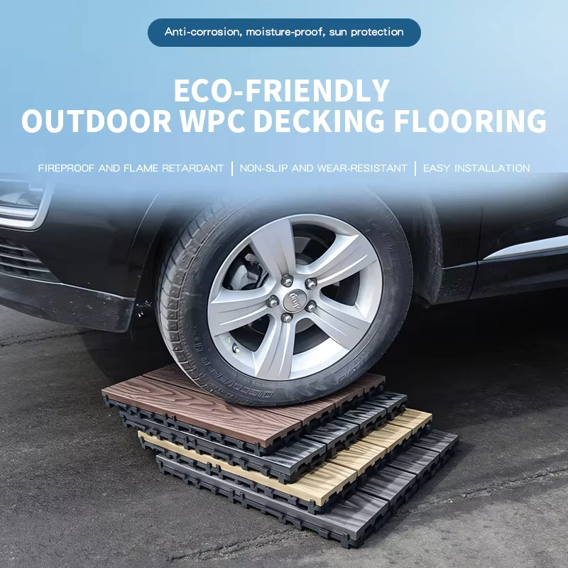DIY Interlocking WPC Decking Tiles for Outdoor Patio Balcony Garden No Keel Required