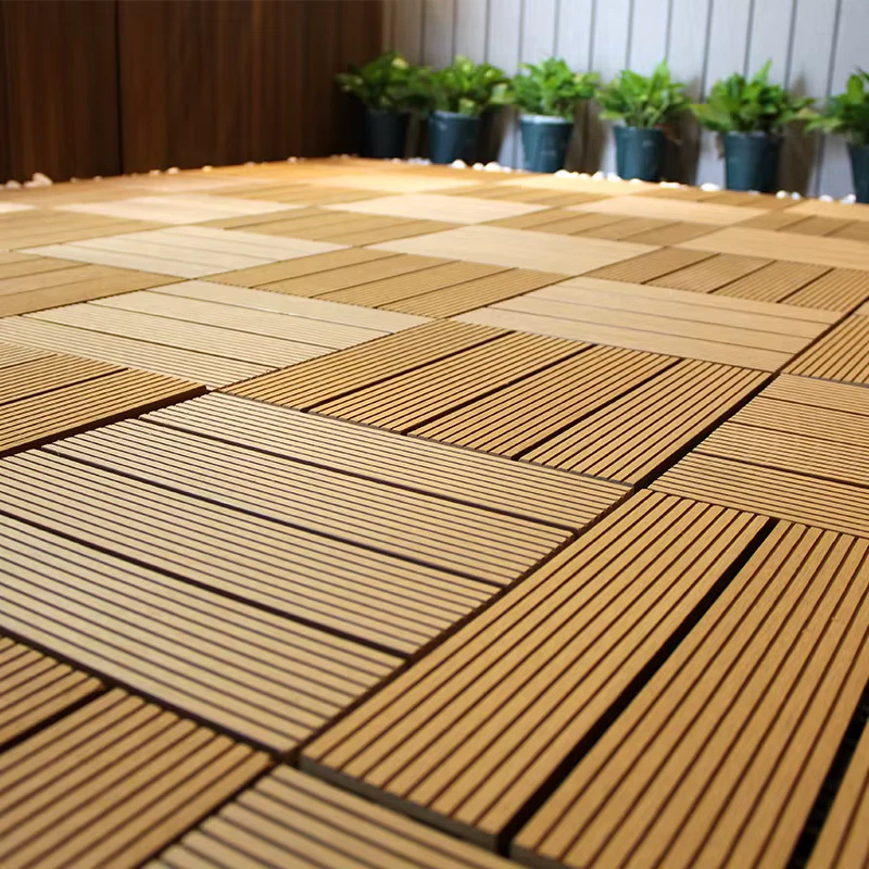 DIY Pool Deck 30*30cm Interlocking Outdoor Flooring Wood Plastic Bamboo Deck Tiles Easy Click Installation