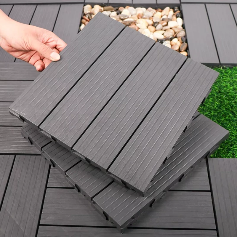 DIY WPC Outdoor Anti Slip Square Decking Board Waterproof Interlocking 30cm*30cm 18-20mm Thickness Modern Asian Design Matt