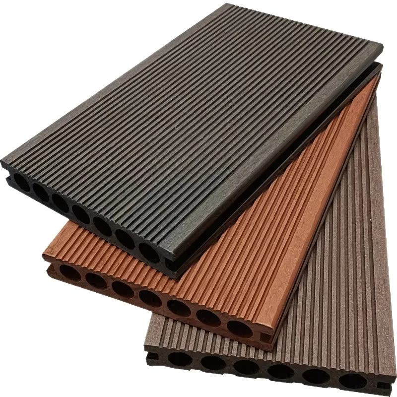 Deep Brown Coextrusion Waterproof Click Three Layer Engineered WPC Wood Plastic Composite Decking Solid Floor Outdoor Flooring