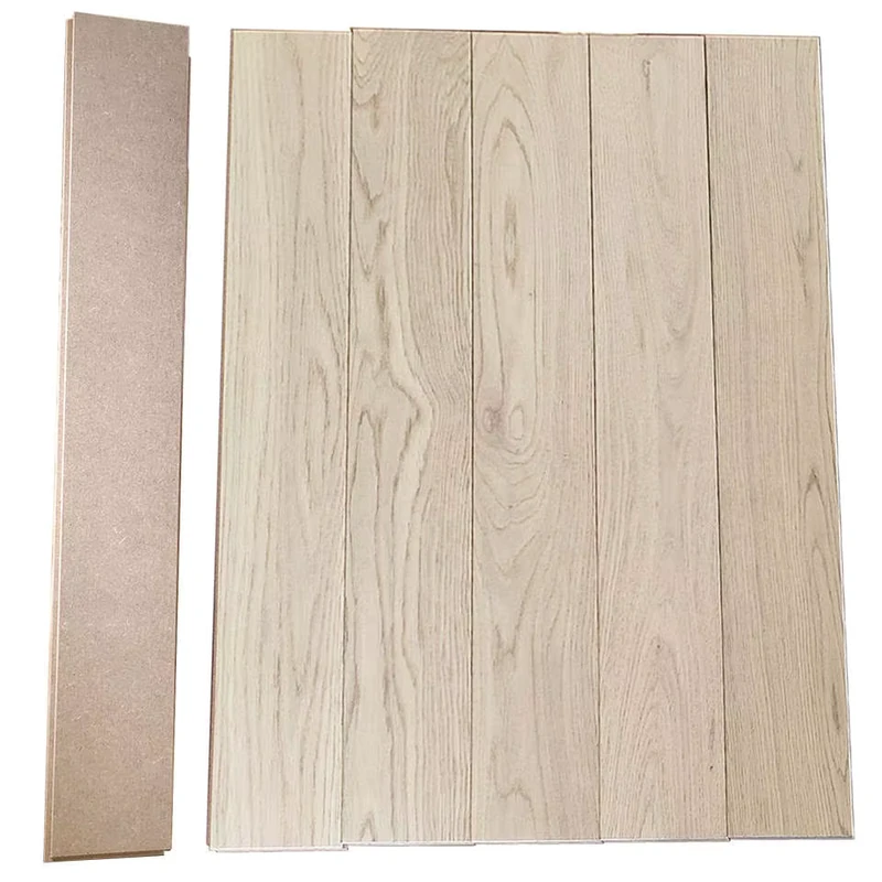 Durable AB Grade White Oak HDF Laminate Flooring Solid Wood French Industrial Japanese Smooth Brushed Exterior