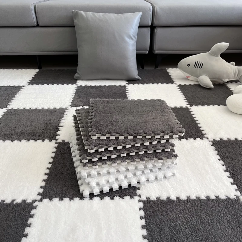 EVA Spliced Plush Floor Mat Thickened Durable Easy to Clean Cuttable Interlocking Tatami Soft Pad Multiple Colors Available