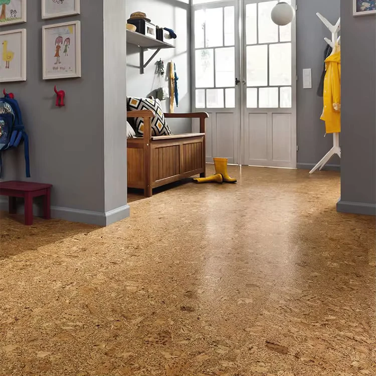 Eco Friendly Rectangle Bohemian Glue Down Cork Floor Tiles Waterproof Home Flooring