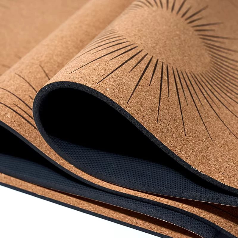 Eco Friendly Yoga Gym Mat Floor For Home Thick 5Cm Cork Natural Rubber Non Slip Fitness Mat Foldable Exercise Mat