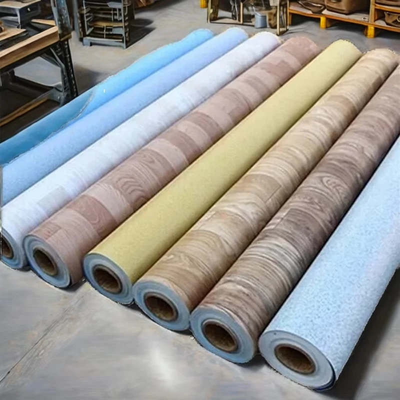 Eco friendly 2mm PVC Vinyl Flooring Roll Water Resistant Fireproof Self adhesive Wide Plank Anti Slip Indoor Use Graphic Design