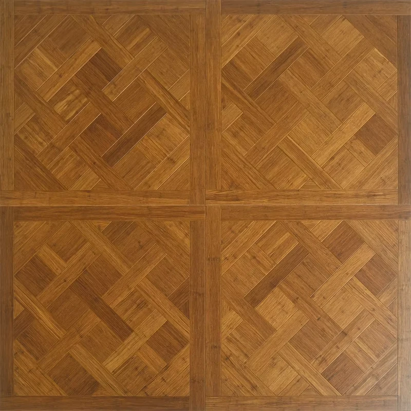 Eco friendly Brushed UV Lacquered Strand Woven Bamboo Modern Versailles Parquet Indoor Luxury Floor Tiles 5 Year Warranty for