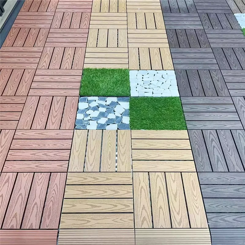 Eco-friendly Snap Together WPC Composite Deck Tiles Garden Balcony Flooring CE Certified for Terrace Pool Villa Decking
