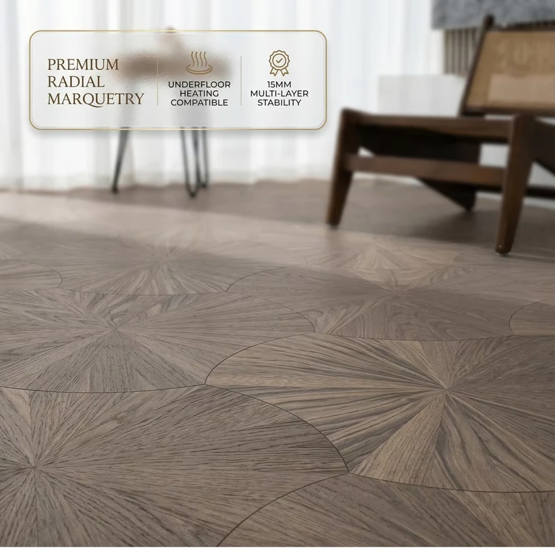 Engineered Wood Flooring for Underfloor Heating Multi Layer Construction 15mm Thickness CE Certified Parquet Flooring