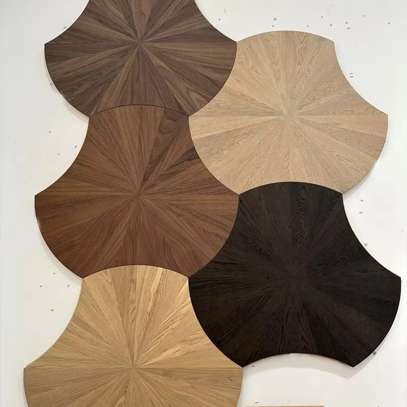 Engineered Wood Parquet Flooring Luxurious Wood Floor with Multi Color Lotus Pattern Surface Elegant Interior Design