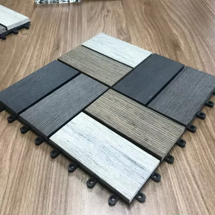 Exterior 30*30cm Interlocking Anti slip Waterproof DIY Deck Tiles WPC Wood Composite Plastic Decking for Garden Decoration