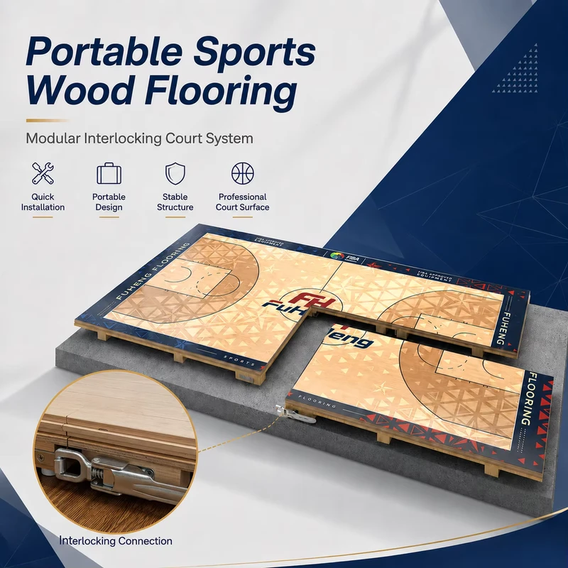 FIBA Level 1 Approved Cushion Sports System High Shock Absorption Performance Grade Solid Maple Interlocking Court Floor