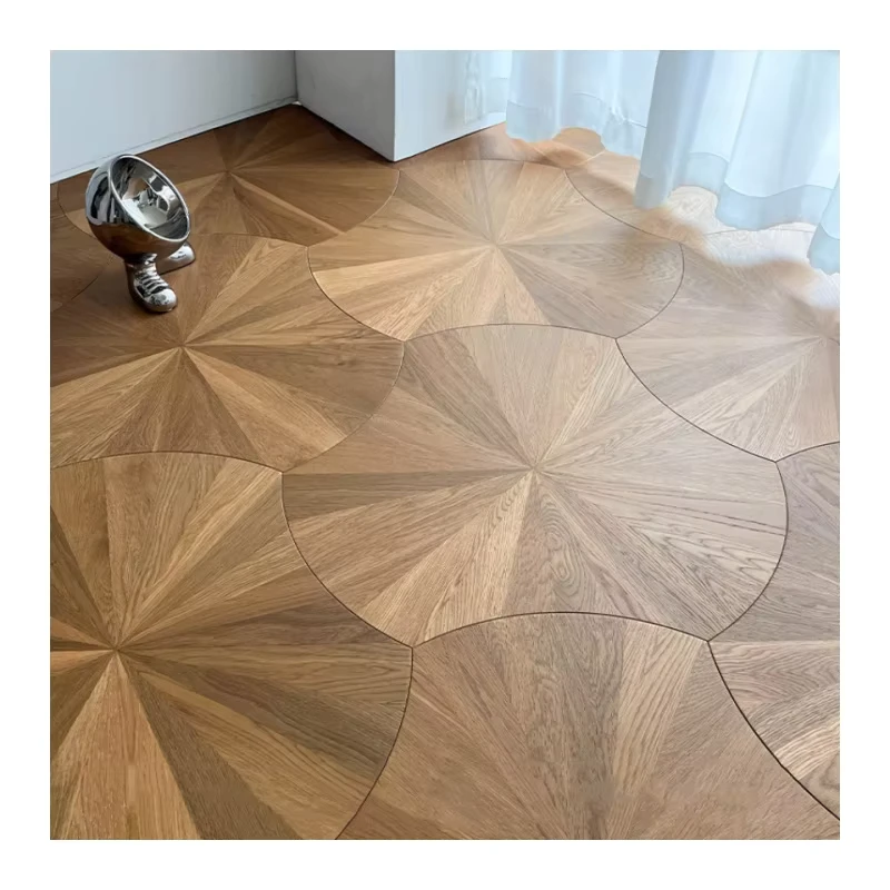 FSC Certified Engineered Parquet Flooring Oak Black Walnut Lotus Pattern AA Grade Eucalyptus Beech Substrate