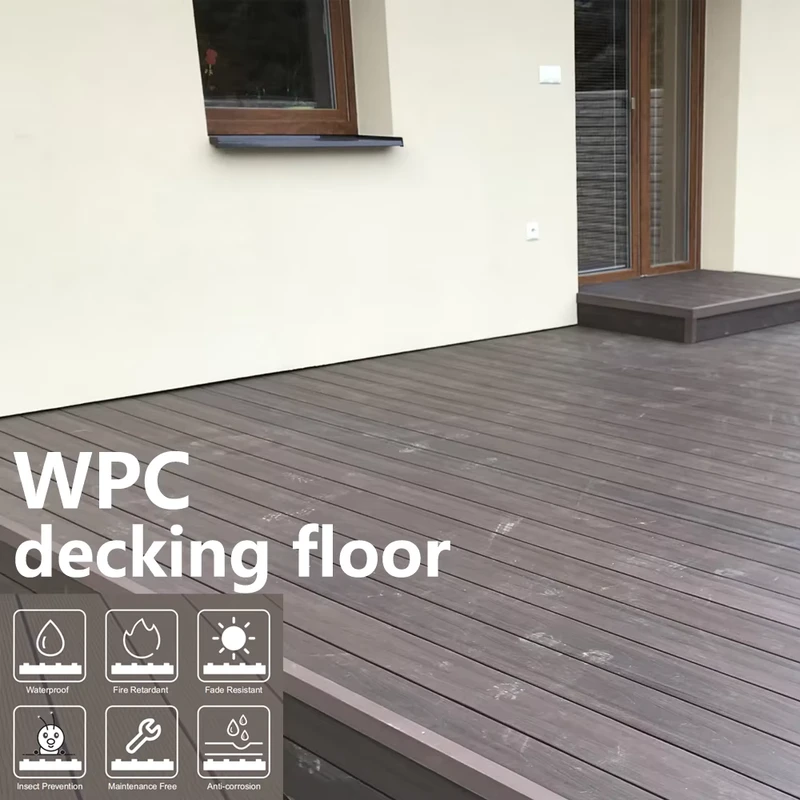 Factory Direct Classic Patio UV Resistant Hollow Embossed WPC 150x25mm Outdoor Decking