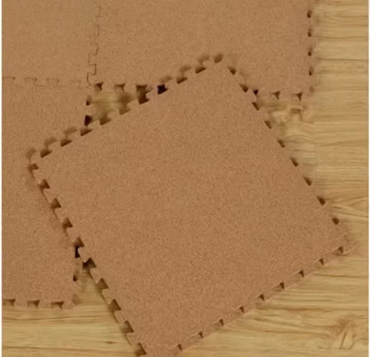 Factory Direct Durable Eco friendly Non Slip Cork Particles Waterproof EVA Floor Mats Double layer Color Blocking 1cm Thick for