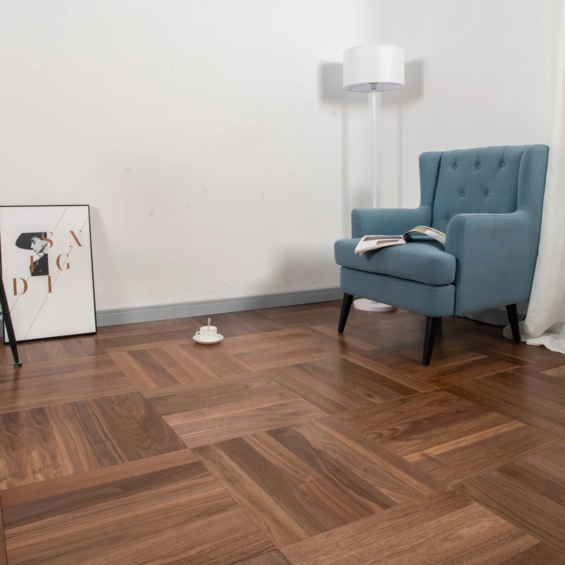 Factory Direct Sale Black Walnut Multilayer Engineered Wood Flooring Natural Finish Modern Design Living Room Outdoor Park Use
