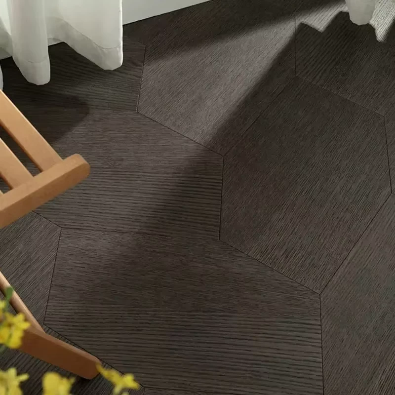 Factory Direct Sales Geometric Pattern Irregular Hexagon Polygon Black Brushed Technique Oak Parquet Engineered Wood Flooring