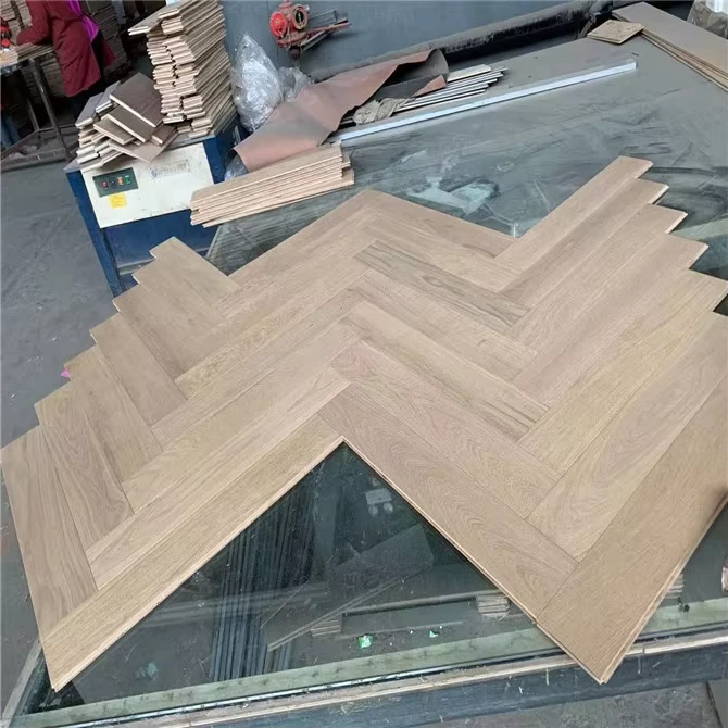 Factory European Oak Brushed Surface Herringbone Engineered Wood Flooring