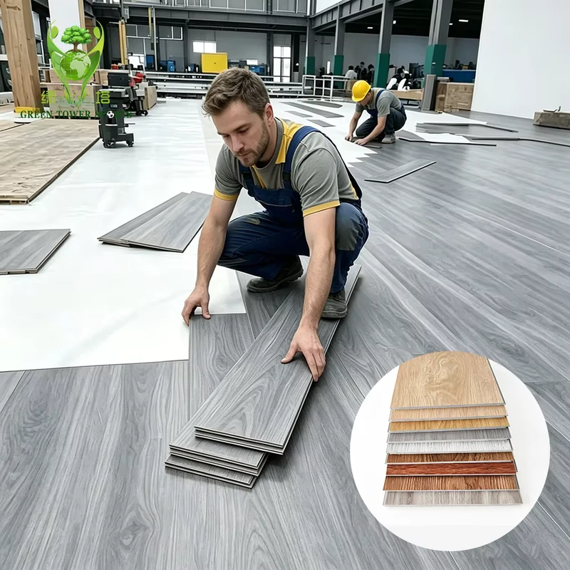 Fire Retardant 5.0mm SPC Click Flooring Cigarette Burn Proof Rigid Core PVC Floor Tiles for Public Spaces
