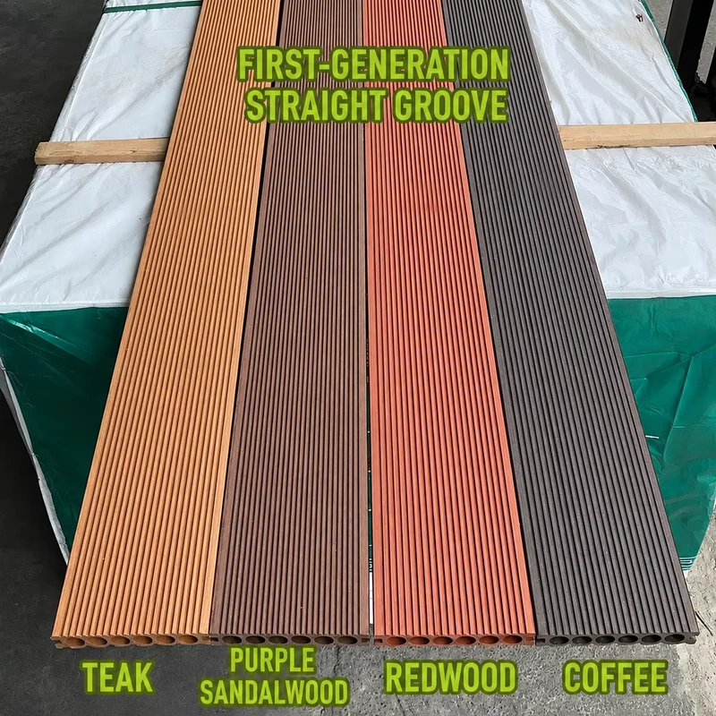 First generation Straight grained Round hole 25*140MM WPC Solid Wood Composite Flooring Outdoor Anti corrosion &wear resistant