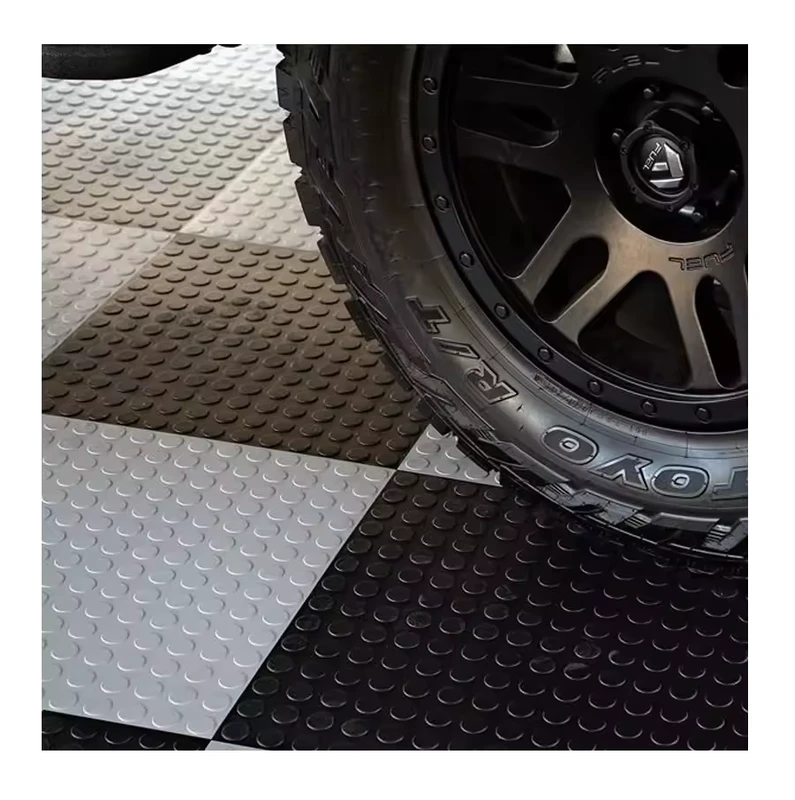Flexible PVC Flooring Coin Pattern 510 X 510 mm Protective Garage Flooring Tiles