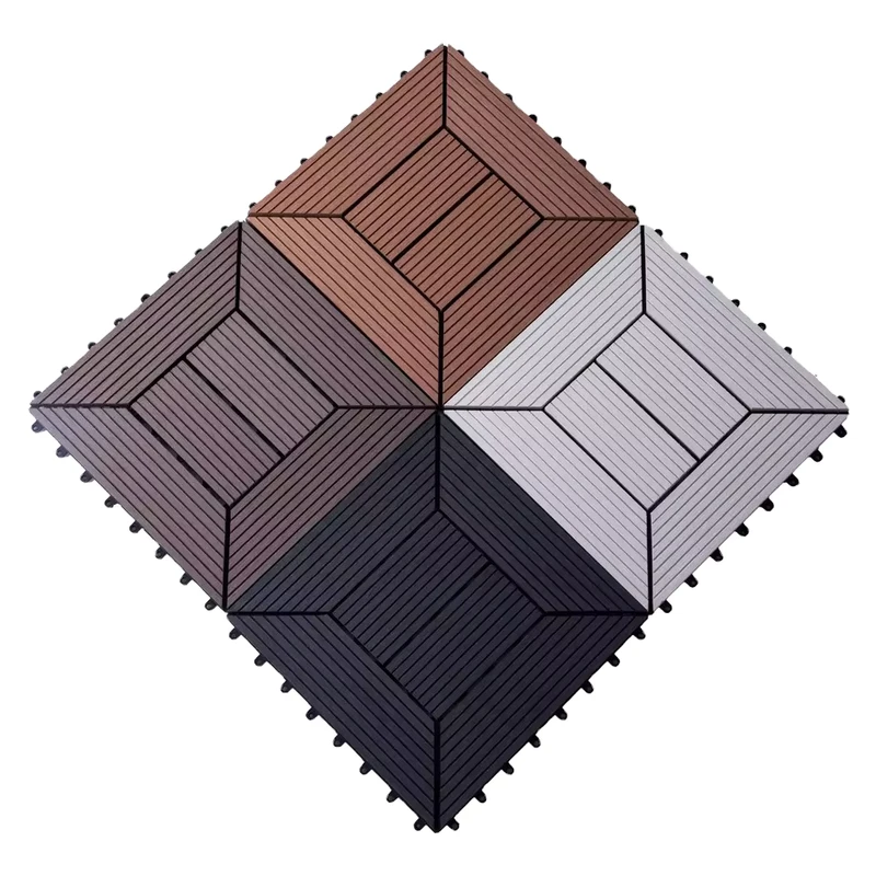 French Style Walnut Maple WPC Decking Tiles Interlocking Patio Terrazzo Floor Tiles