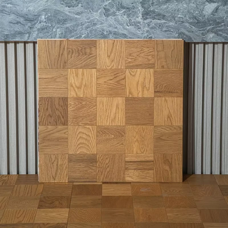French style Vintage Oak Artistic Square pattern Solid Wood Floor Checkered Patterned Multi layer Engineered Wooden Flooring