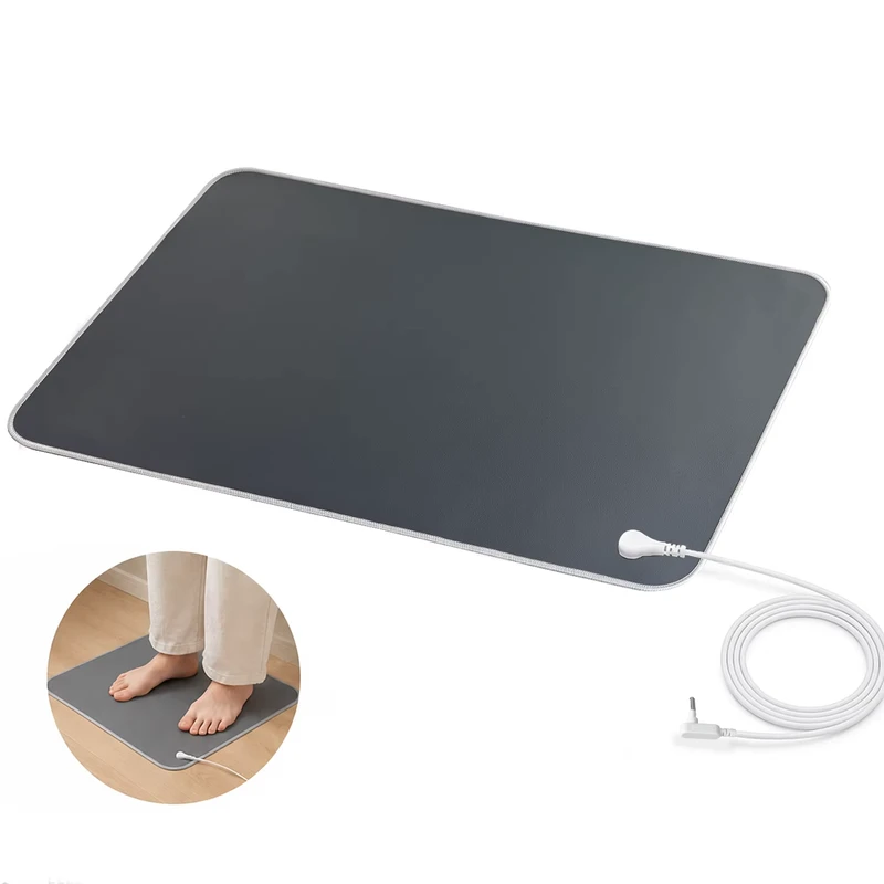Gray Conductive PU Leather Grounding Mat Anti Slip Rubber Backed Earthing Pad for Desk Floor Bed Office Home ESD Protection