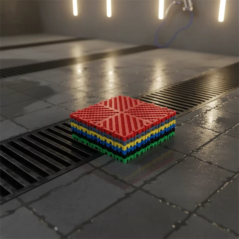 Green Color Customized Modern Wear Resistant Garage Door Floor Splicing Grille Resin Vinyl PVC Garage Flooring Tiles