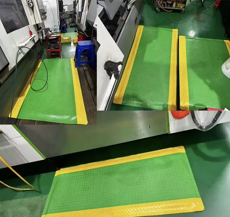 Green and Yellow Anti Static ESD Anti Fatigue Rubber Floor Mat for Industrial Workshop