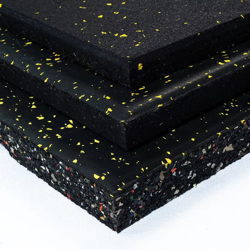 Gym Rubber Flooring 15mm Thick Composite Rubber Mat with Glossy PU Surface Protective Flooring