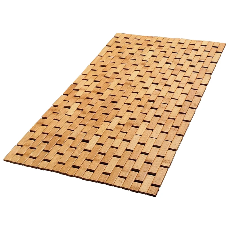 Hapton Customizable Bamboo Bath Mat Foldable 40x60cm Non-Slip Waterproof Eco-Friendly Stain Resistant Floor Mat Classic Style