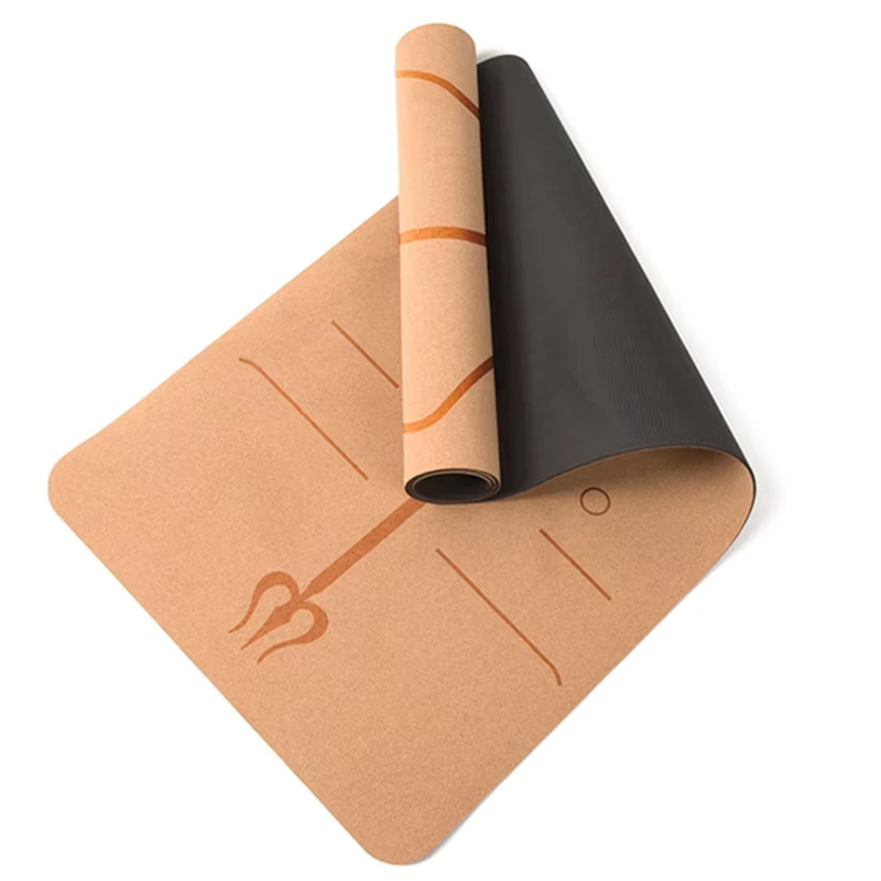 Health Natural Cork Rubber TPE Yoga Mat Thick Non Slip Fitness Mat for Pilates Bikrim Floor Exercises