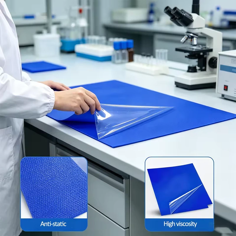 Heavy Duty Anti Static Cleanroom Mat With Custom Size and High Tack Surface for Industrial Use