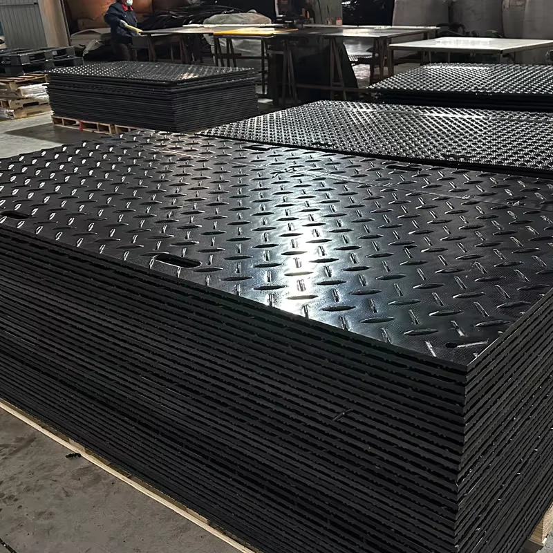 Heavy Duty PE Plastic Flooring HDPE Ground Protection Mats Custom Cutting Construction Temporary Road Mat Protection