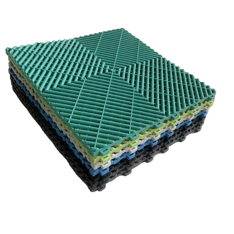Heavy Duty PP PVC Anti Slip Click Interlocking Indoor Flooring Tiles for Garage Workshop Warehouse Gym Showroom