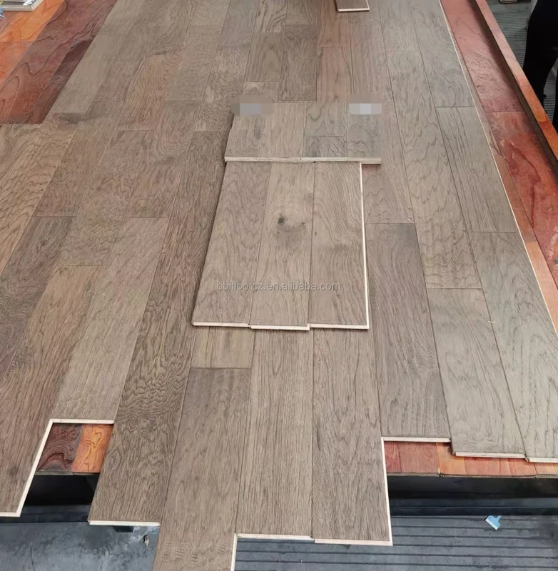 Hickory Wood Floor ABCD 1900*190mm 14/3mm Multi-Layer Engineered Hardwood Flooring Brushed Technics T&G