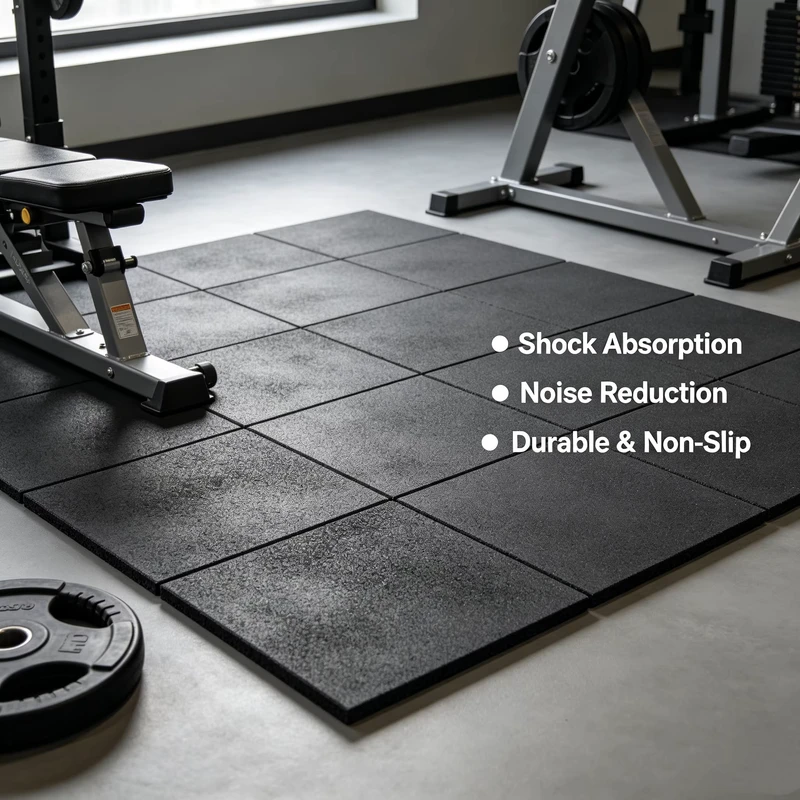 High Density Anti Slip Breathable Rubber 15mm Thick 59shore Customizable Gym Flooring Home Sports Carpet Noise Protective