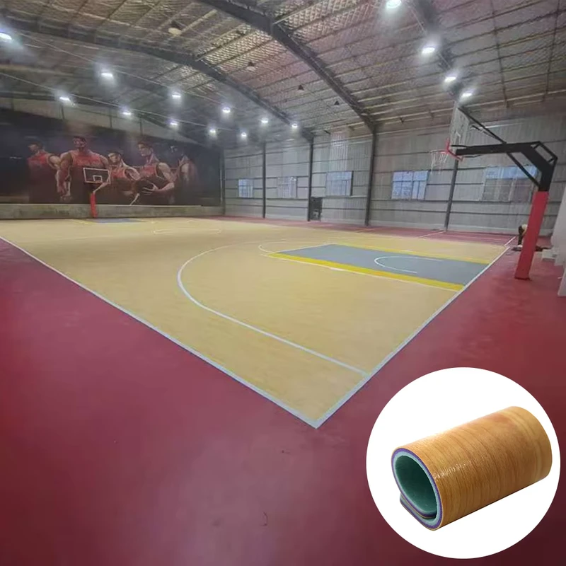 High Density Eco friendly Anti slip Shock Absorption PVC Sports Flooring for Indoor Basketball Court and Badminton