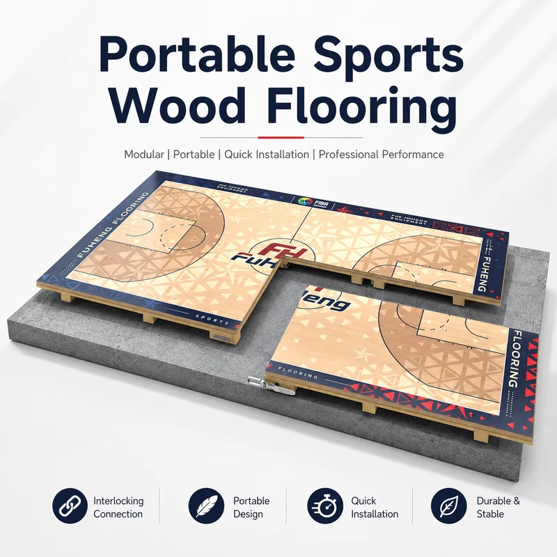 High Elasticity Indoor Multi Sport Arena Basketball Volleyball Badminton Pickleball Joint Protection Maple Sports Floor