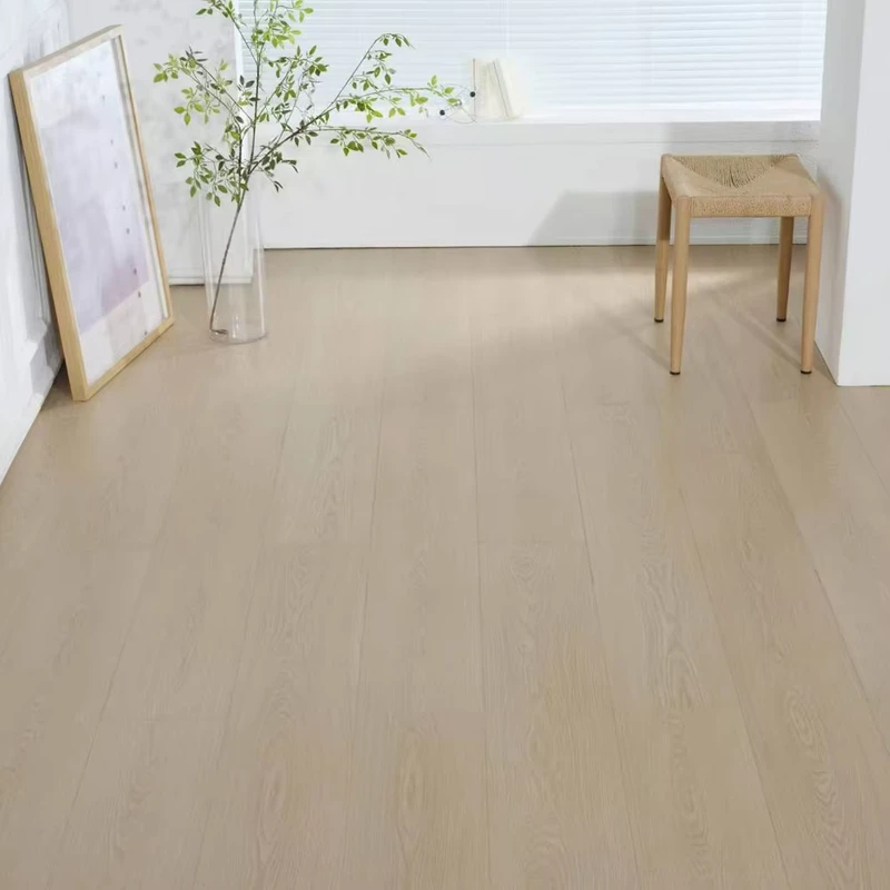 High Gloss Scratch Resistant Waterproof Laminate Wood Flooring Light Beige Eco Friendly Durable Timber Planks
