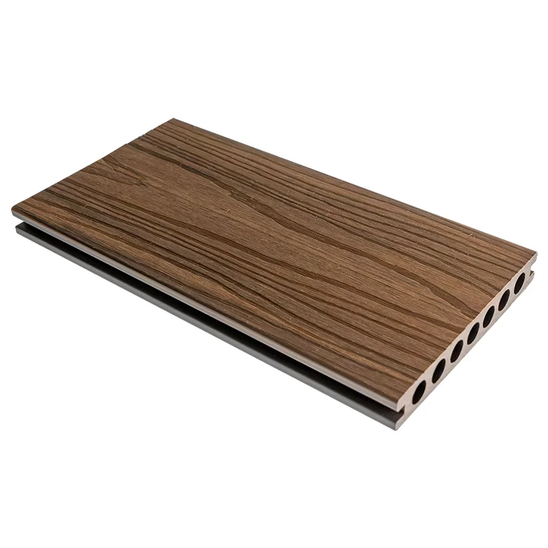 High Quality Modern Click Waterproof Wear resistant WPC Decking with Wood Grain for Garden Park Courtyard Basement Outdoor Use