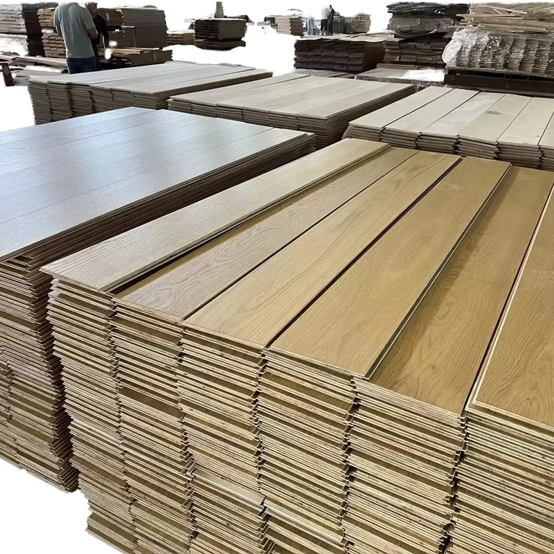 High Quality Three Layer Herringbone Parquet Hardwood Flooring Solid Oak Timber with Click Installation Factory Direct