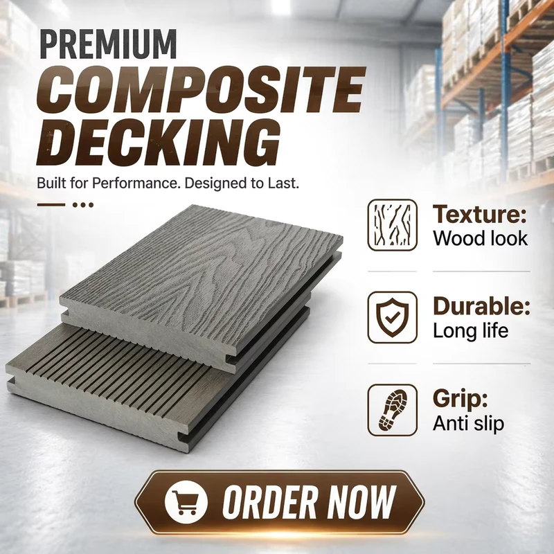 High Quality WPC Flooring Hard Wearing 3D Embossed Anti Slip Composite Decking Board Waterproof Patio Outdoor WPC Decking